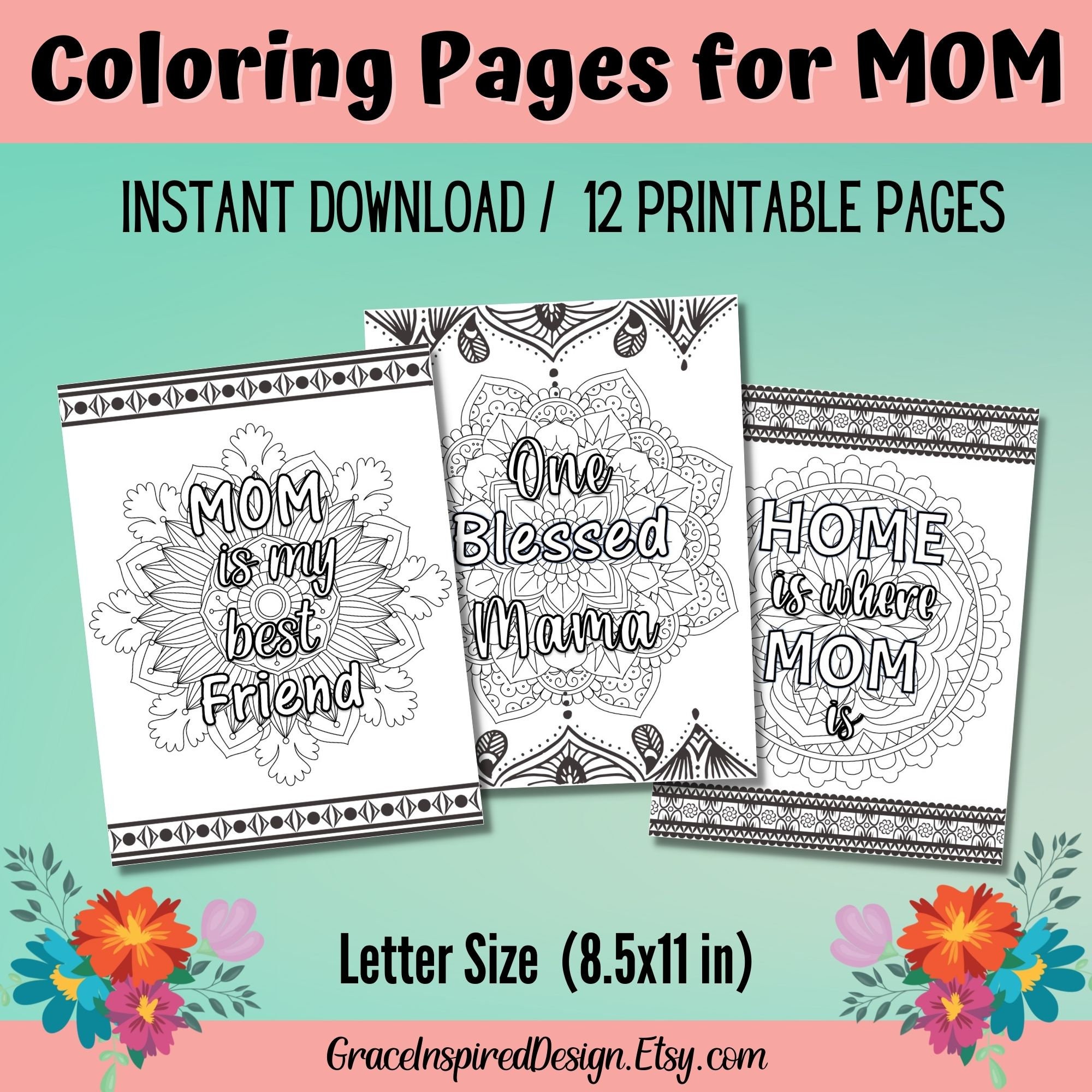 Mother's Day Coloring Pages, 12 Printable Coloring Sheets for Mom ...