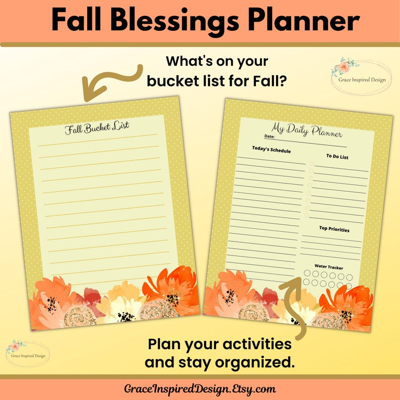 Fall Planner Printable, Monthly Goals Planner, Daily Activity Planner ...