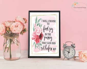 Inspirational Christian Print, Joy for the Journey Picture, Faith Printable. Christian Wall Hanging, Floral Christian Printable, Bible Print