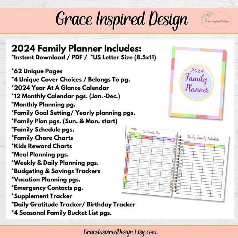 2024 Family Planner Printable Family Calendar 2024 Weekly Family