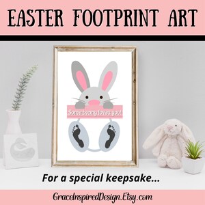 Art de l'empreinte de Pâques, un lapin vous aime l'art de l'empreinte, carte de souvenir de Pâques de l'empreinte, bricolage enfant artisanat, artisanat de Pâques pour tout-petits, cadeau pour maman