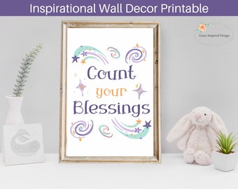 Blessings Wall Art, Blessings Printable, Kid's Room Christian Decor, Christian Picture, Cute KId's Print, Gratitude Printable, Nursery Sign