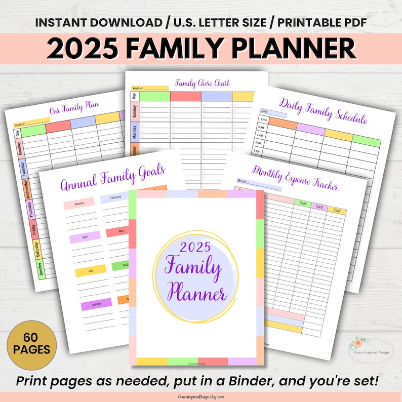 2025 Family Planner Printable Family Calendar 2025 Weekly Family