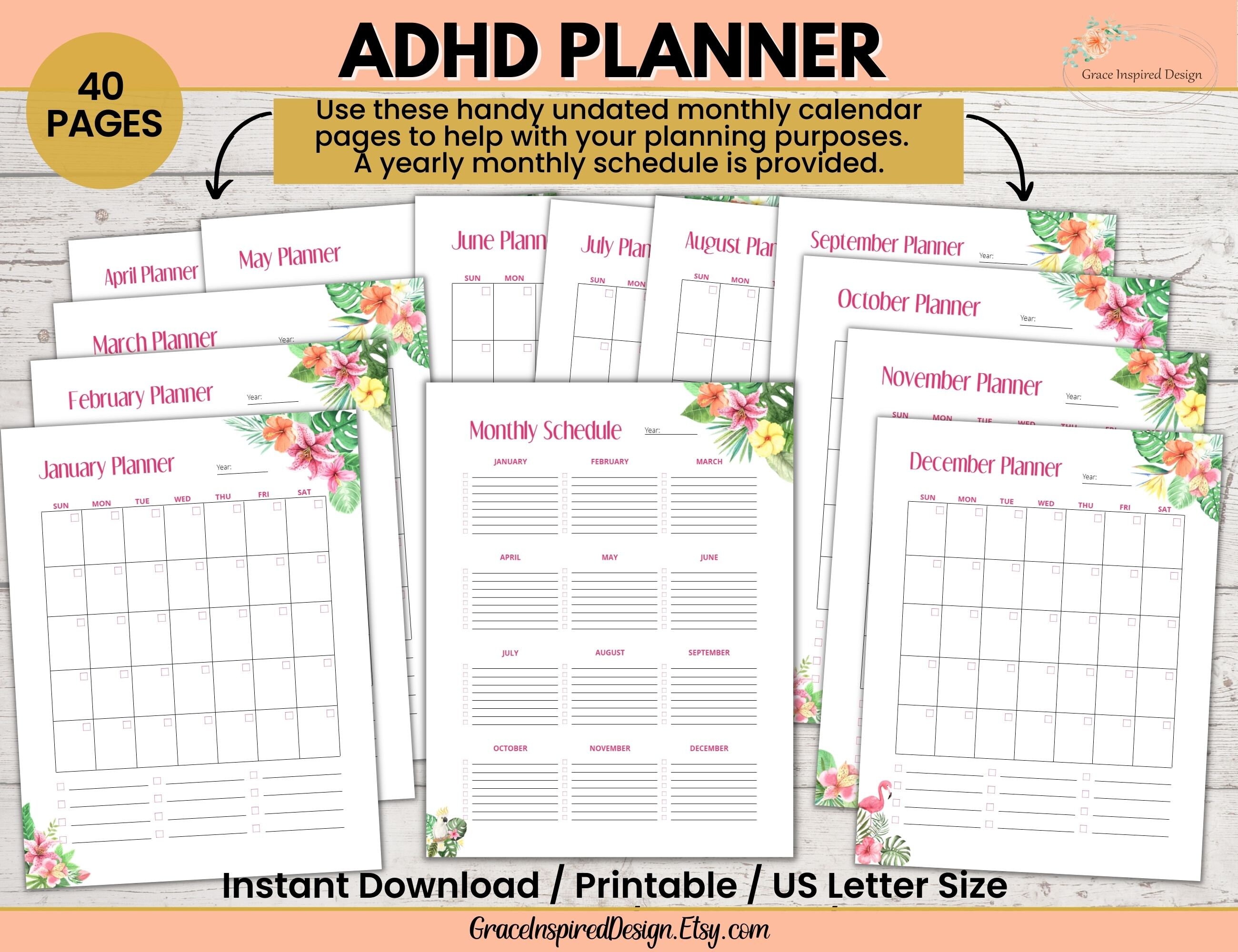 ADHD Planner Printable, Adult ADHD Planner, ADHD Binder, Life Planner ...