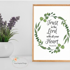 Trust in the Lord with all your Heart, Proverbs 3:5, Christian Wall Art, Bible Verse Wall Decor, Scripture Home Decor,  Christian Wall Sign