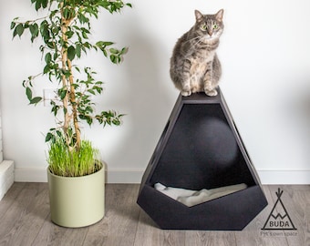 Cat house - Cat bed - Cat furniture - Wooden Decor - Cat Cave - Cat Lover Gift - Gift for Cat - Wood Furniture for Pets - Modern Cat Box