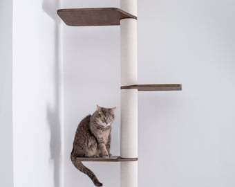 Floor-to-ceiling cat tree, Tall Cat tree tower, Cat tower, Modern cat tree, Tall cat tree, Modern cat furniture, Cat tree for ceiling