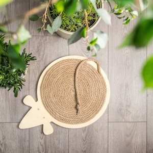Katze Boden flach Jute Kratzer Post, Maus Form - Katzenkratzer Katze Kratzer Katzenspielzeug Geschenk für Katzenliebhaber Unikat Katze Geschenk Katze Möbel