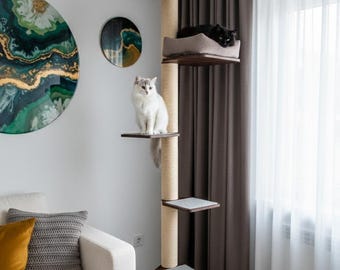 Floor to ceiling 12 foot cat tower, Floor to ceiling cat tower 10ft, Floor to ceiling cat climbing pole. Adjustable cat tree tension mounted