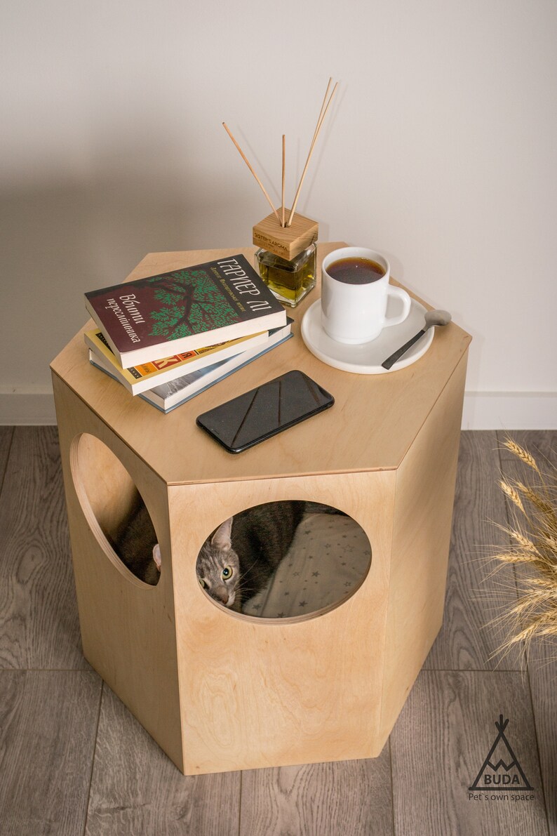 Cat House nightstand 2 in 1 Cat Bed Wooden cat house Cat Etsy