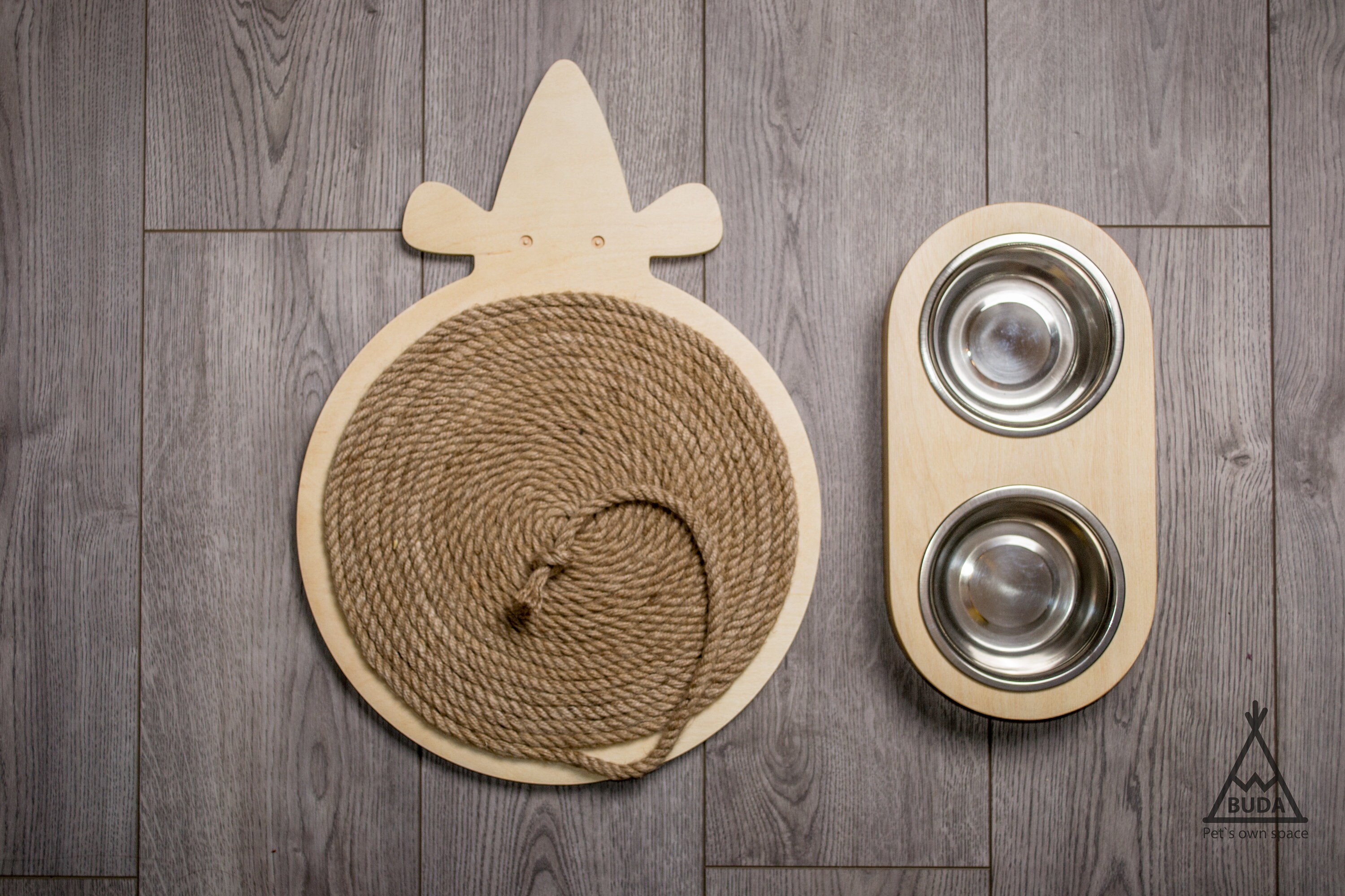 Cat Bowl Stand 2pc Cat Feeder Wooden Cat Furniture Etsy