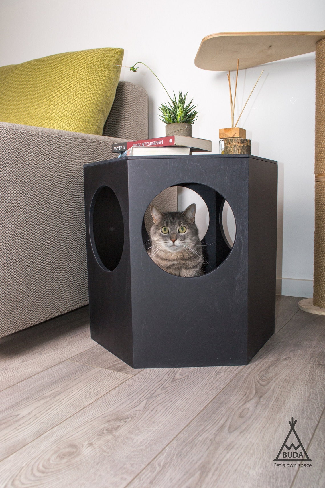 Cat House nightstand 2 in 1 bedside table Modern Furniture Etsy