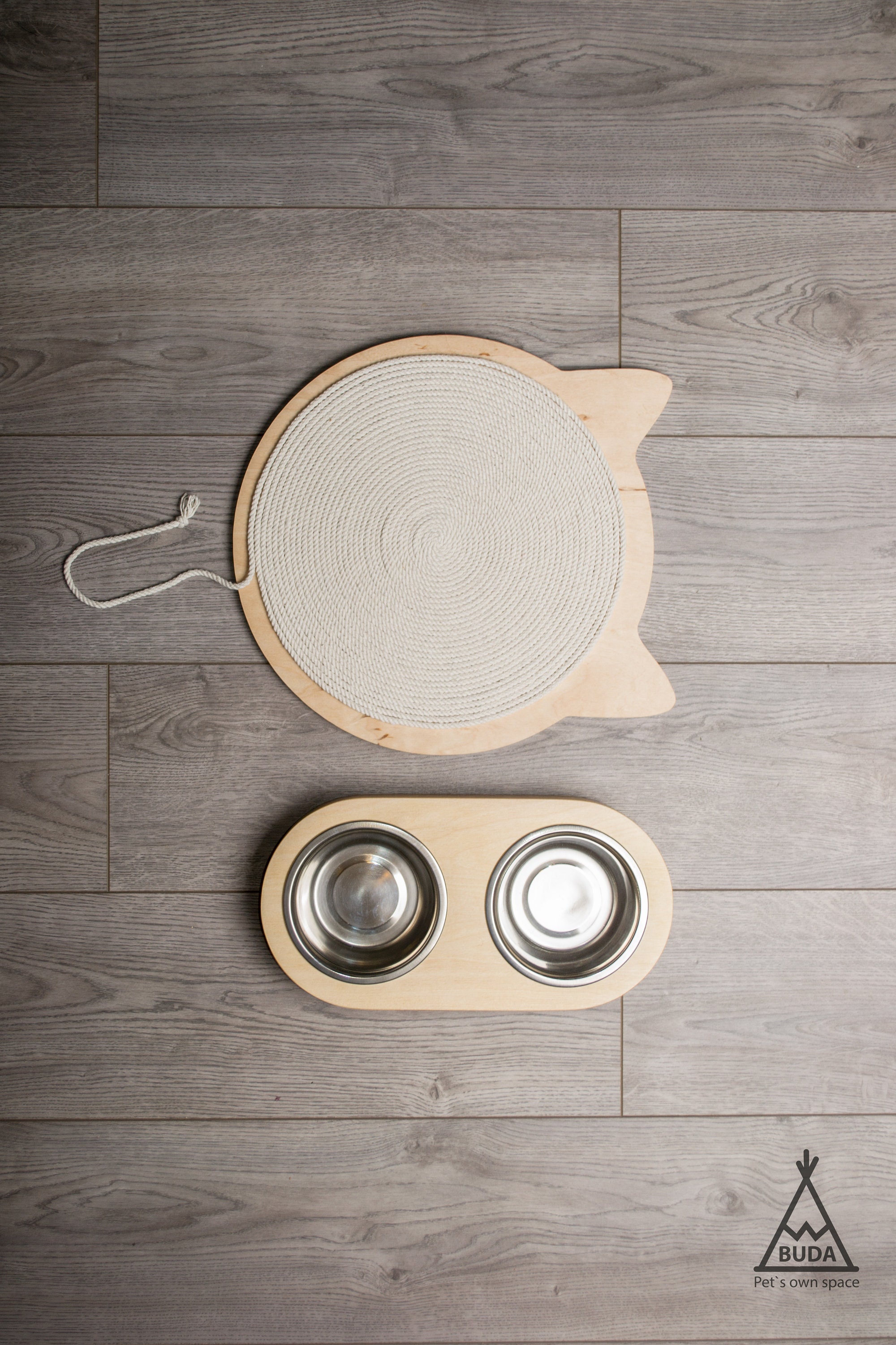 Cat Bowl Stand 2pc Cat Feeder Wooden Cat Furniture Etsy