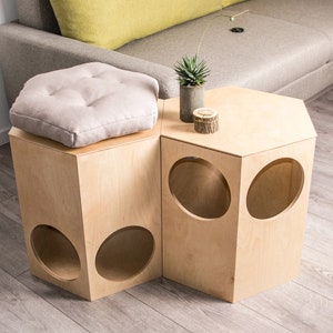 Cat House + nightstand (2 in 1) Cat Bed Wooden cat house Cat cabinet Cat cave Cat furniture Cat Boxes Cat Housewarming gift Gift For Cats