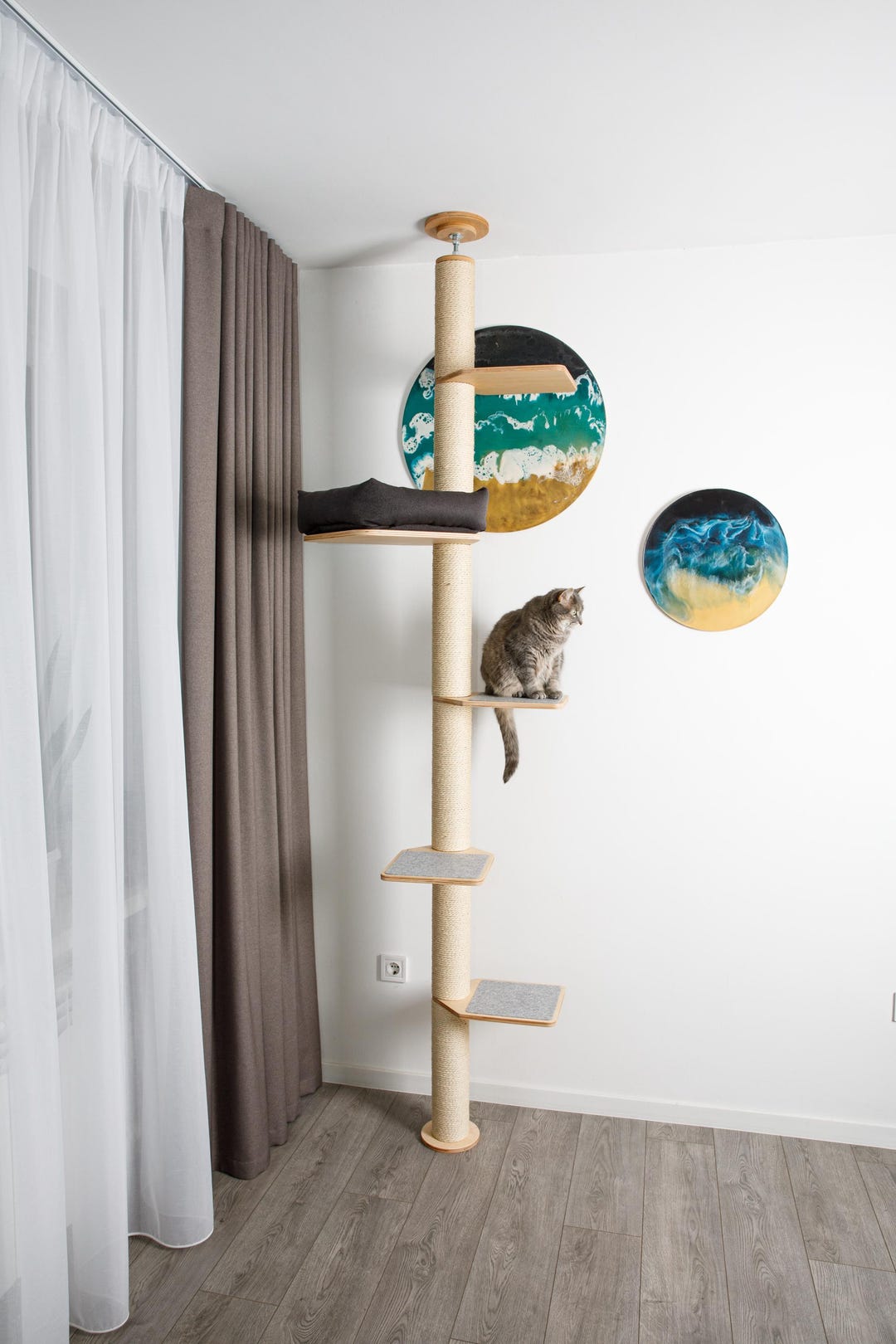 Custom Height Tension Cat Tree: Modern Floor to Ceiling Cat Tree, Tall ...
