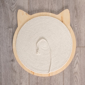 Cat Scratcher and Cat Bed and Cat Toys (3 in 1) cat shape, plywood base and cotton rope. Modern cat furniture cat scratching cat scratch image 3