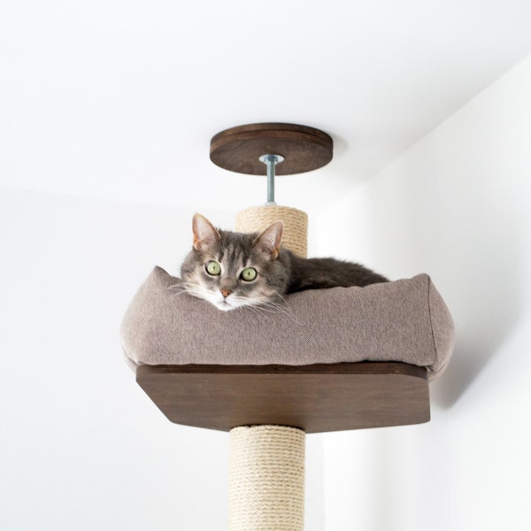 Cat pillow with shelf for cat tree. Cat lounger Cat bed Cat scratcher Cat shelves Cat climber Pet sleeping bed