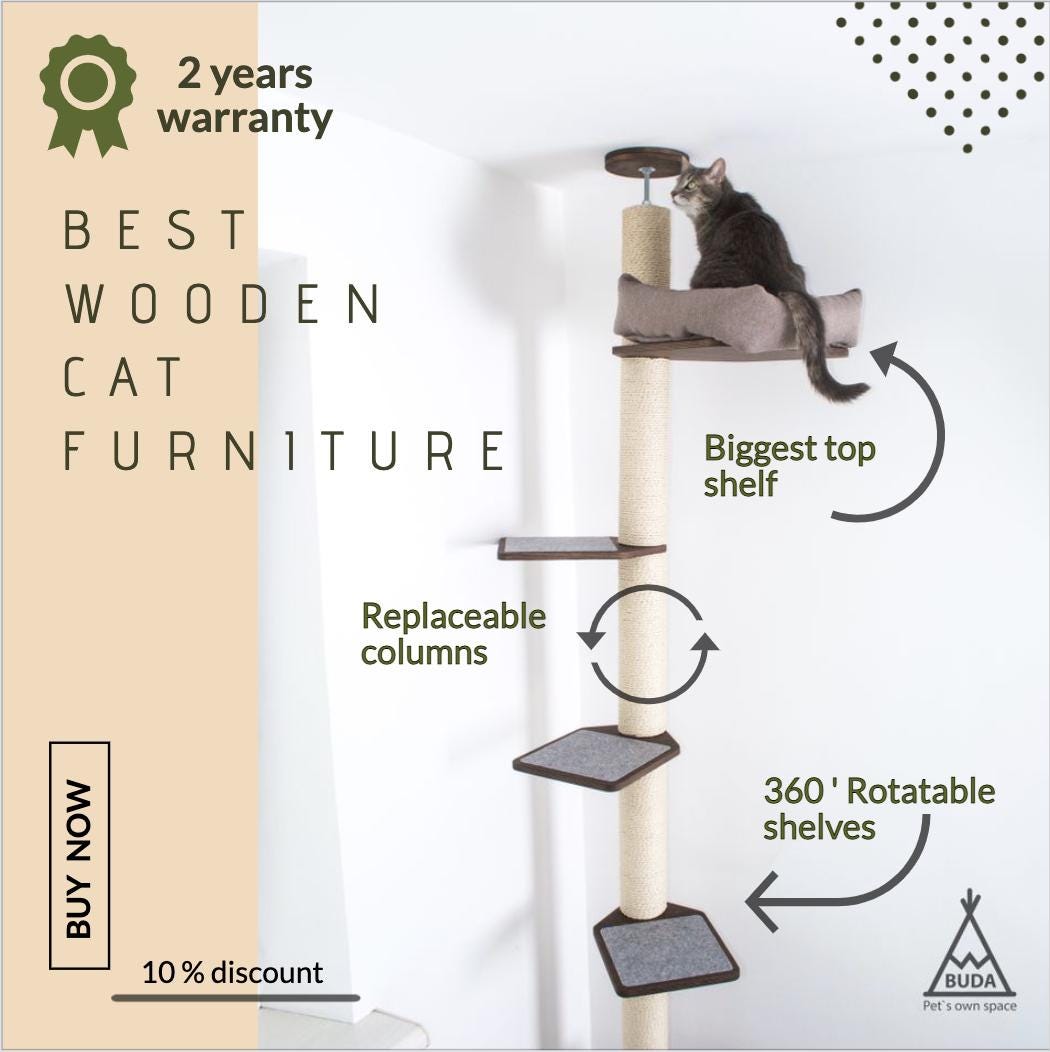 Cat Window Tree Insert Floor-to-ceiling Cat Tree, Customisable Cat Tower, Window Cat Tree ...