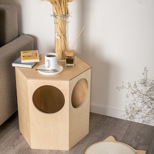 Cat Scratcher and Cat Bed and Cat Toys (3 in 1) cat shape, plywood base and cotton rope. Modern cat furniture cat scratching cat scratch image 8