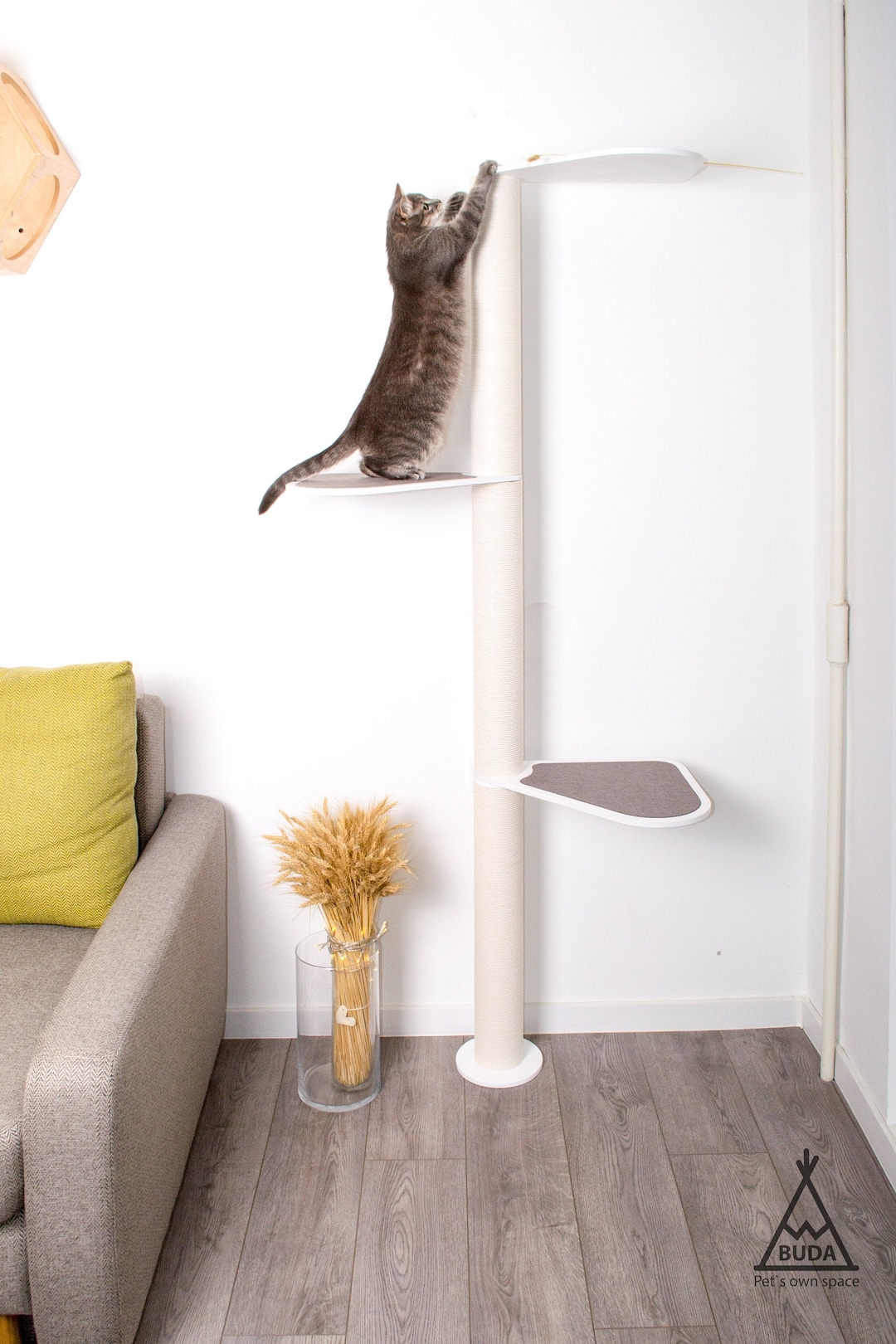 Escalera de cuerda de Sisal para gatos, poste rascador de escalón, muebles  para mascotas, juguetes para gatitos, torre de árbol, varios tamaños