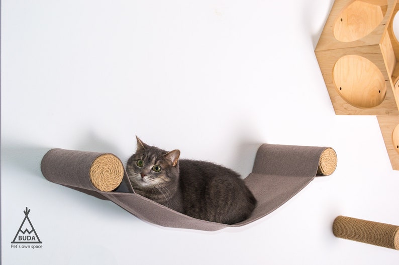 Cat wall hammock, Cat wall bad, Cat steps, Cat stairs, Cat wall furniture, Modern cat furniture, Cat perch, Cat pillow, Gift for Cat image 1