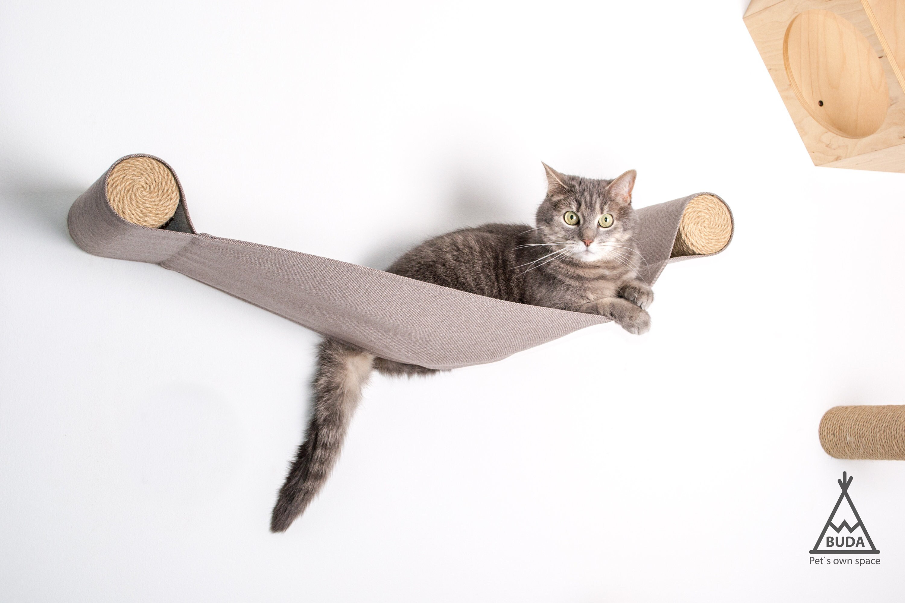 Cat Wall Hammock Bad Steps Stairs Furniture Modern Cat Perch Pillow Gift For