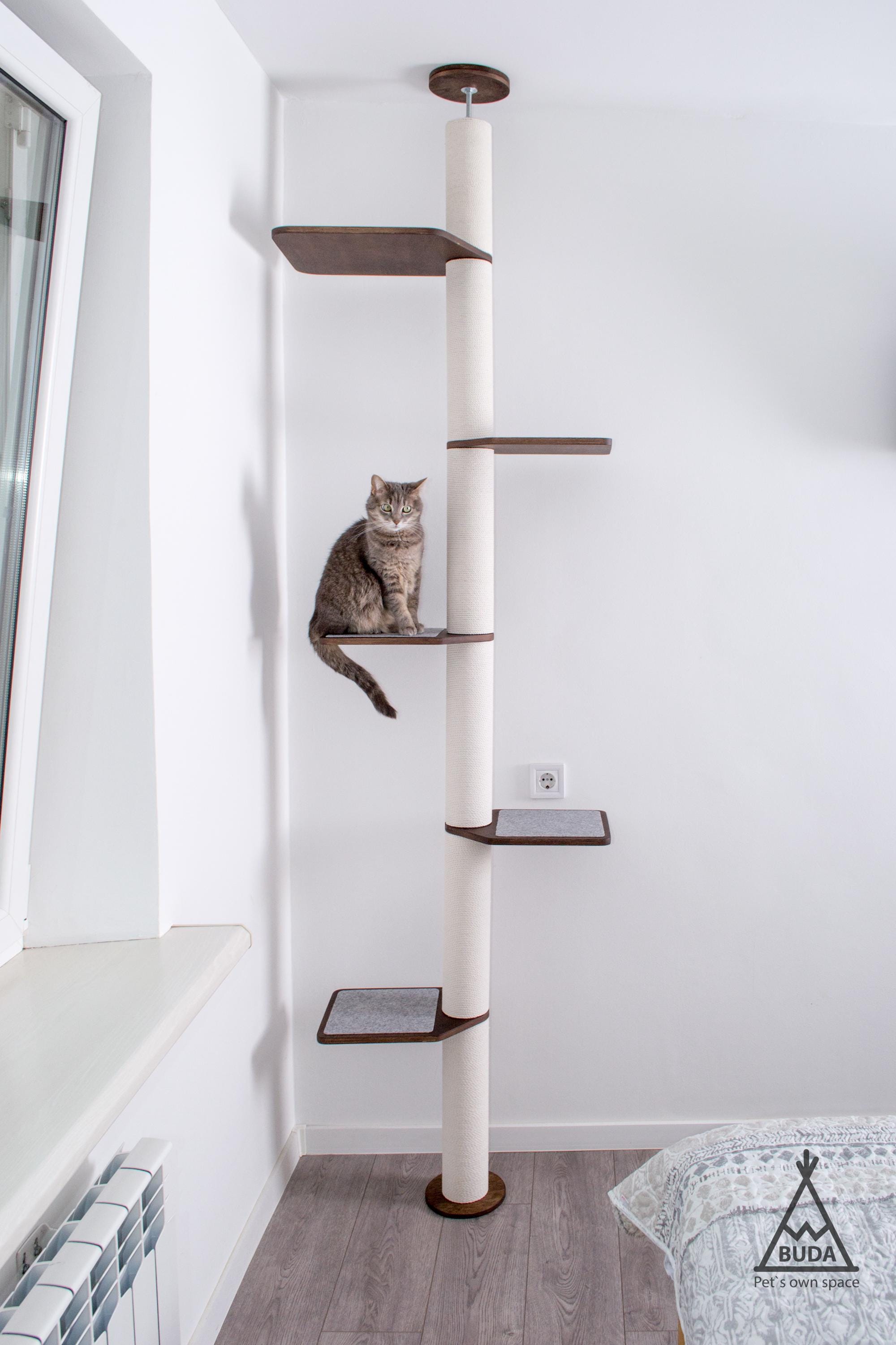 Custom Height Tension Cat Tree: Modern Floor to Ceiling Cat Tree, Tall ...