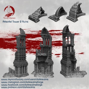 Arkenfel Ruined Tower 2 Fantasy tabletop terrain, wargaming 28mm