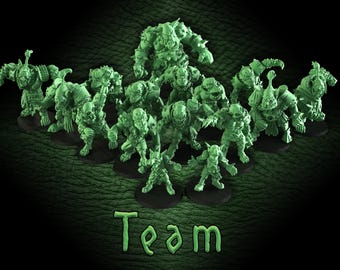 Impression 3D de l'équipe Fantasy Football Orc (lances croisées)