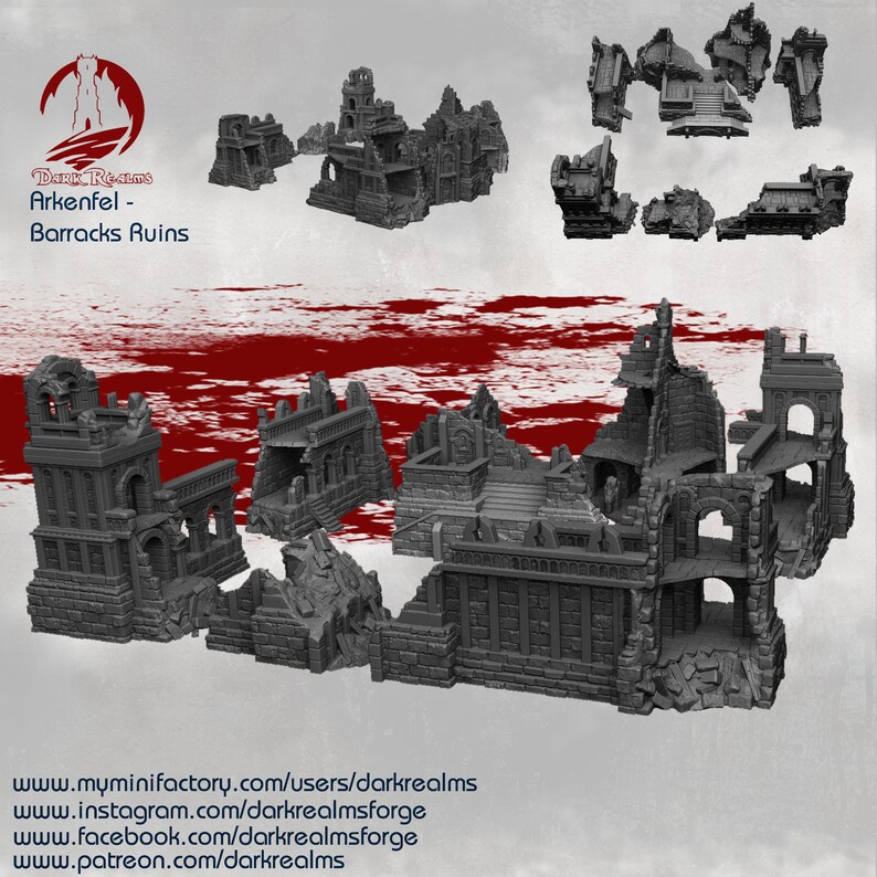 Arkenfel Barracks Ruins Fantasy Tabletop Terrain, Wargaming 10mm - Etsy