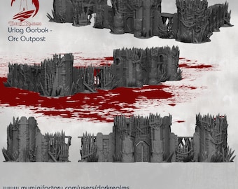 Urlag Gorbok - Orc Outpost Walls (Dark Realms) 3D Printed Terrain
