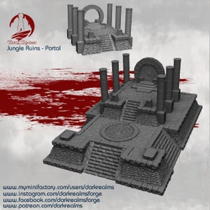 Jungle Ruins Portal Tafelblad terrein wargaming, schaal van 28 mm