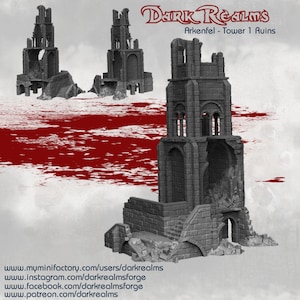 Arkenfel Tower Ruins Fantasy tabletop terrain, wargaming 10mm