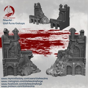 Arkenfel muurruïnes eindsecties Fantasie tafelblad terrein, wargaming 10 mm
