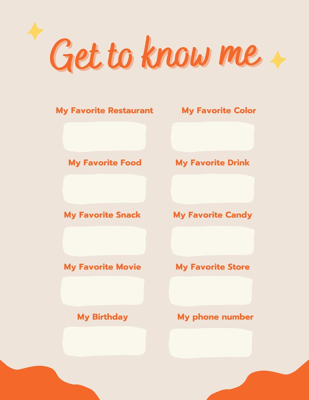 Favorite Things Worksheet: Fun Printable Icebreaker (digital Download ...