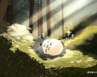 Studio Ghibli Totoro Digital Wallpaper Print Etsy