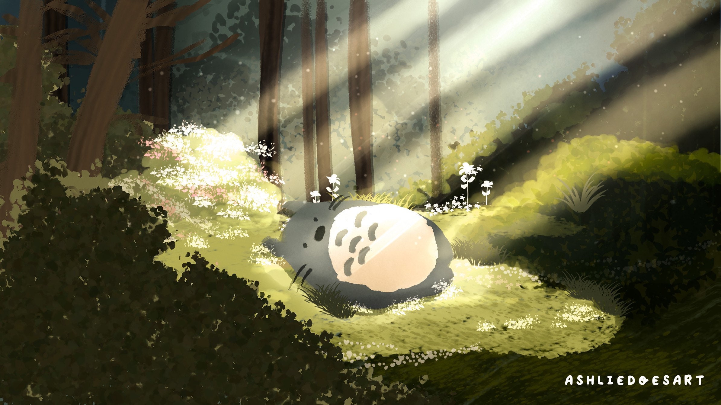 Studio Ghibli Totoro Digital Wallpaper Print Etsy