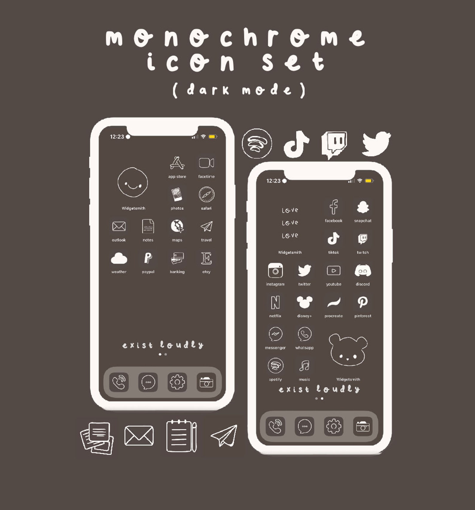 Monochrome Wallpaper & Icon Bundle - Etsy