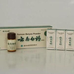 6 x 4g Bottles Yunnan Baiyao Powder Chinese Medicine Stop Bleeding Powder Yun Nan Bai Yao zdjęcie 1