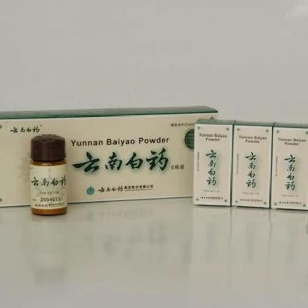 6 bouteilles de 4 g Yunnan Baiyao Poudre Médecine chinoise Poudre pour arrêter les saignements Yun Nan Bai Yao