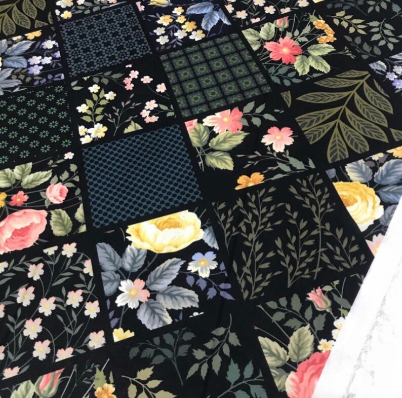 Printed brand fabric Black Crepe fabric
