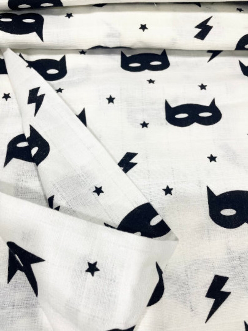 Batman Muslin Baby Cotton Fabric 100/% Cotton Batman Fabric Batman Swaddle Widht 130cm Mask Material