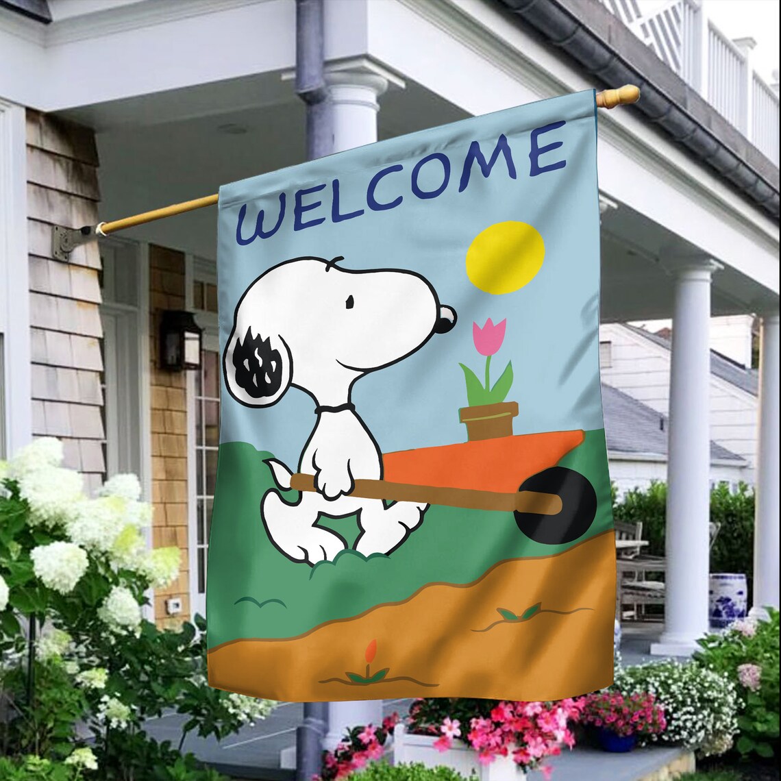 Snoopy Summer Flag Garden Flag peace flag House Etsy