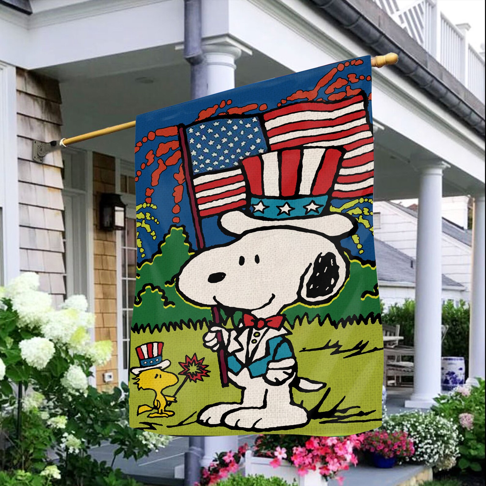 Snoopy America Patriotic Flag Garden Flag peace flag House Etsy
