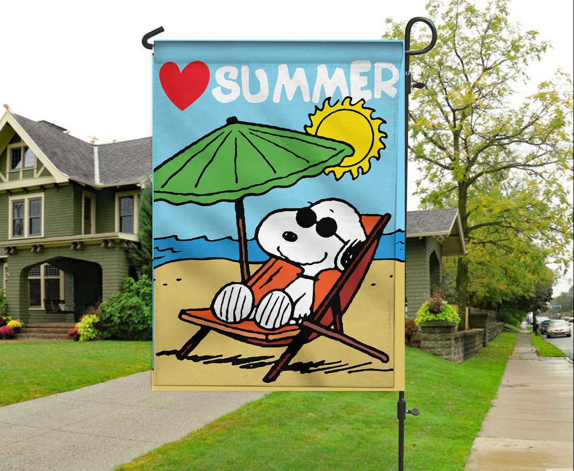 Snoopy Summer Flag Vertical Double Sided Flag Garden Etsy