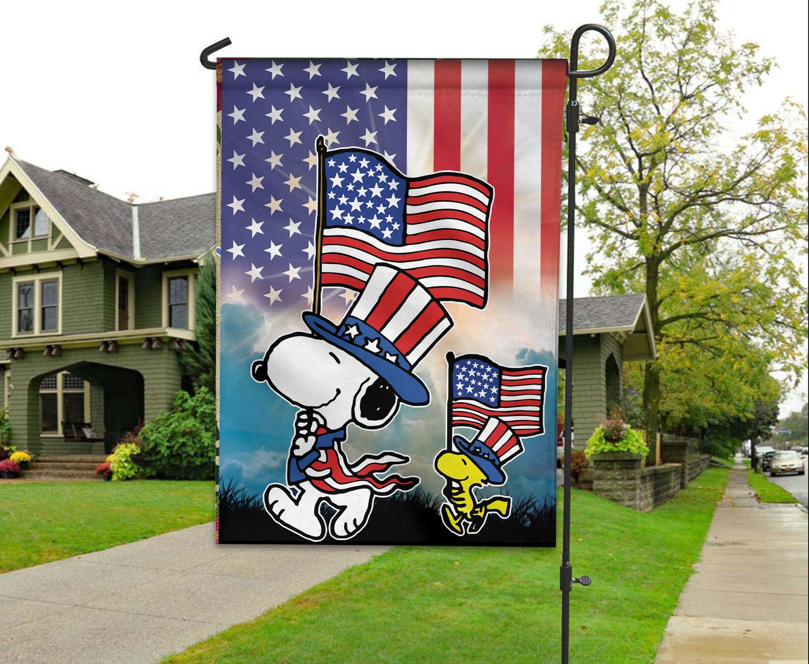 Snoopy and Woodstock Patriotic Flags Garden Flag peace flag Etsy