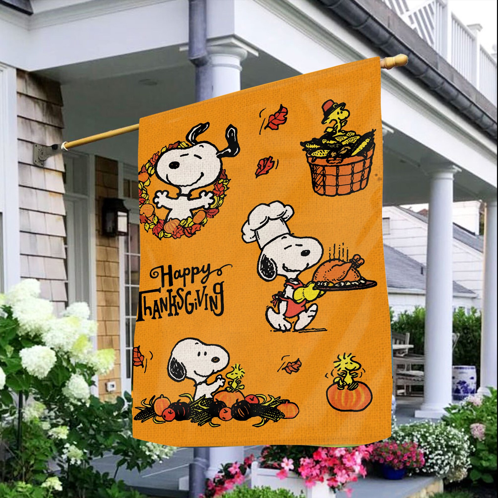 Snoopy Brown Happy flag Garden Flag peace flag House Flag Etsy