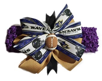 Baltimore Ravens Baby Girl Boutique Bow Crocheted Headband