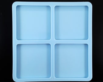Silicone mold for 4 square coasters - 10 x 10 cm (4" x 4")