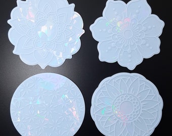 Holographic silicone inlay mold - 4 different flowers